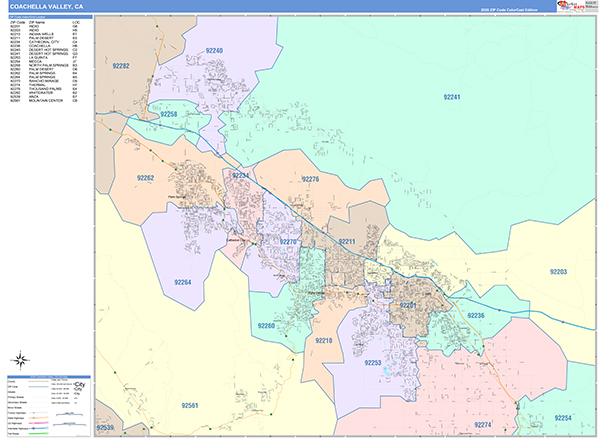 Coachella Valley Metro Area Wall Map